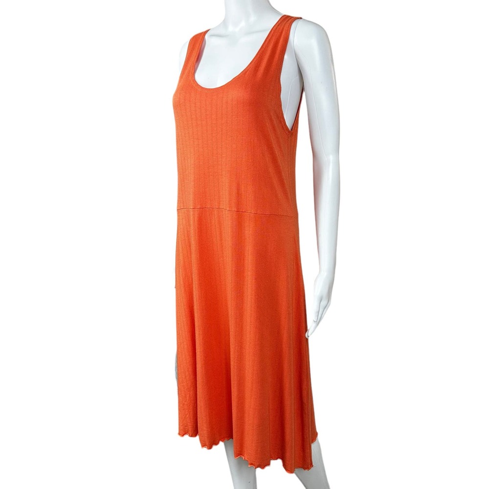 Gudrun Sjogen Sleeveless Midi Dress Medium Orange Cactus Stretch Scoop Scandi - Picture 12 of 16